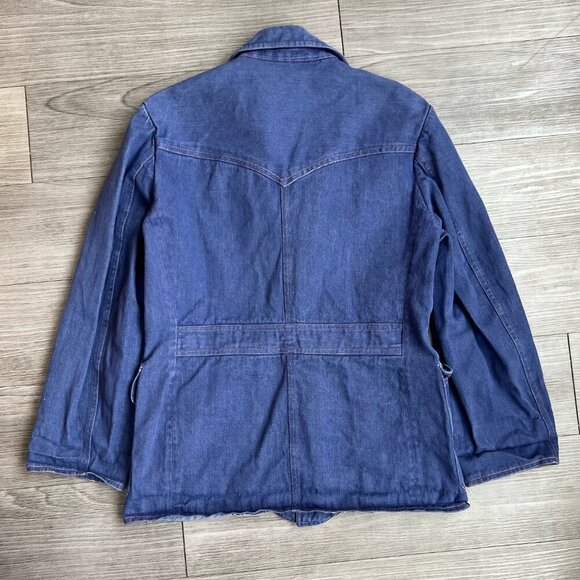 Vintage 80s Chinese Shanghai Tenth Department Store Denim Chore Jacket Size M - Picture 4 of 6